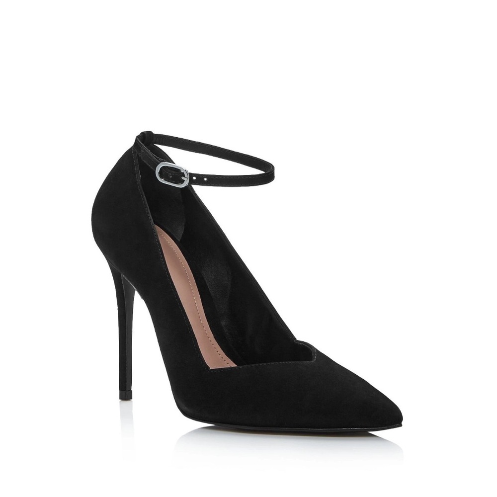Aqua Suede Elegant Black Stiletto Heels